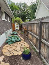 View of fenced side yard