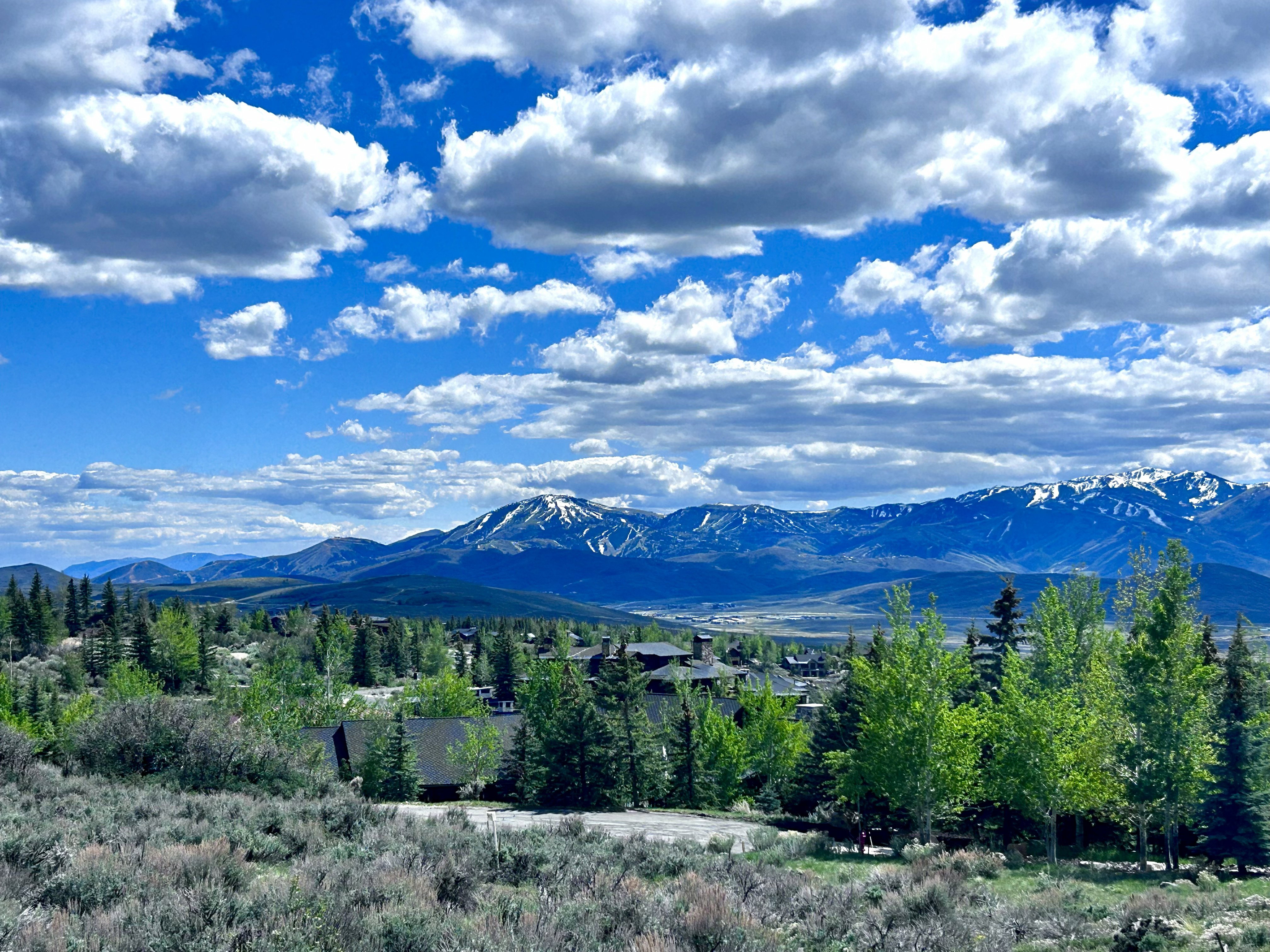 Mountain range with snow-capped peaks