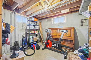 Workout room with concrete floors