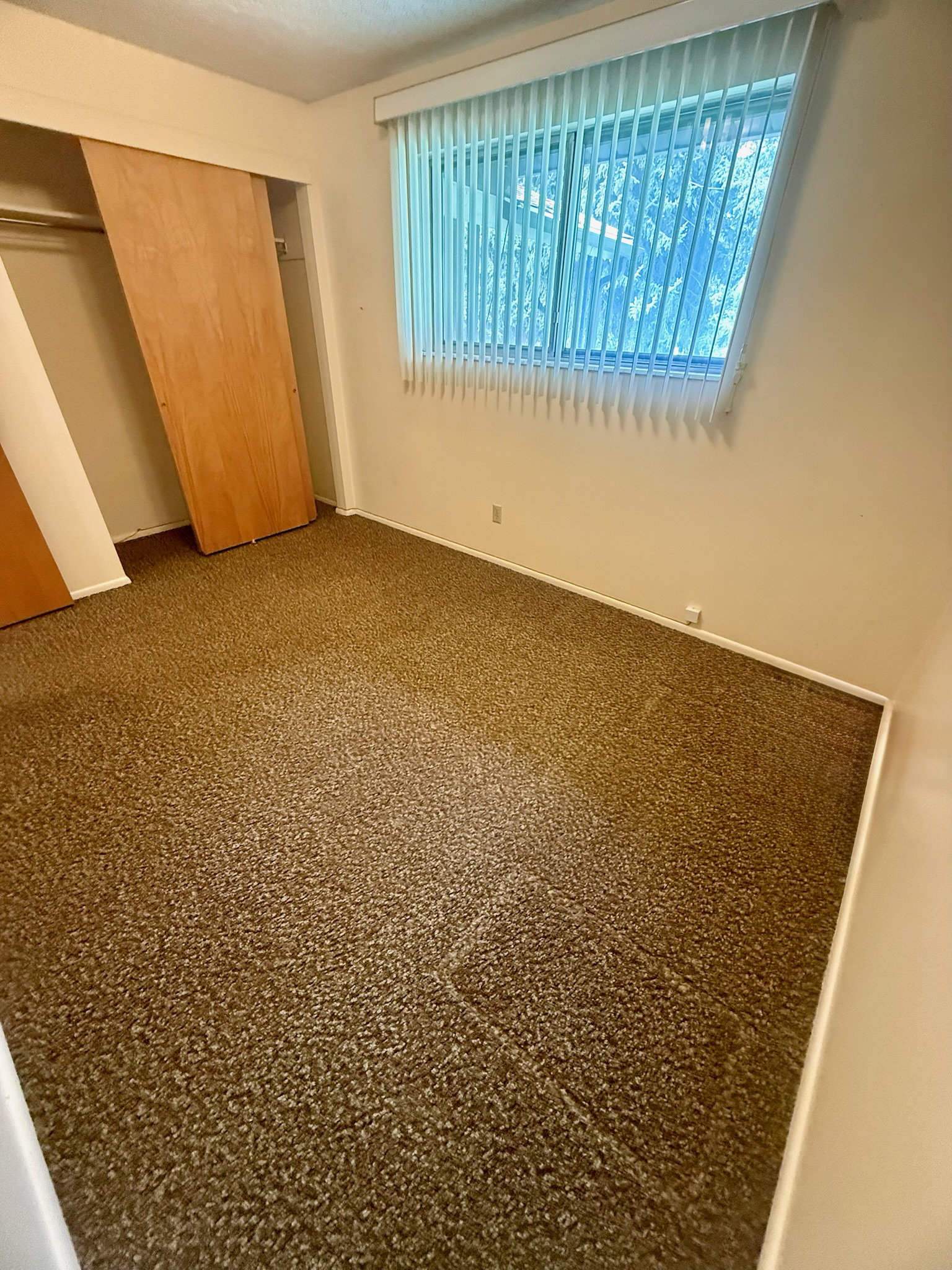 Unfurnished bedroom featuring a closet and carpet floors