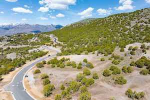 Aerial view of a mountain backdrop