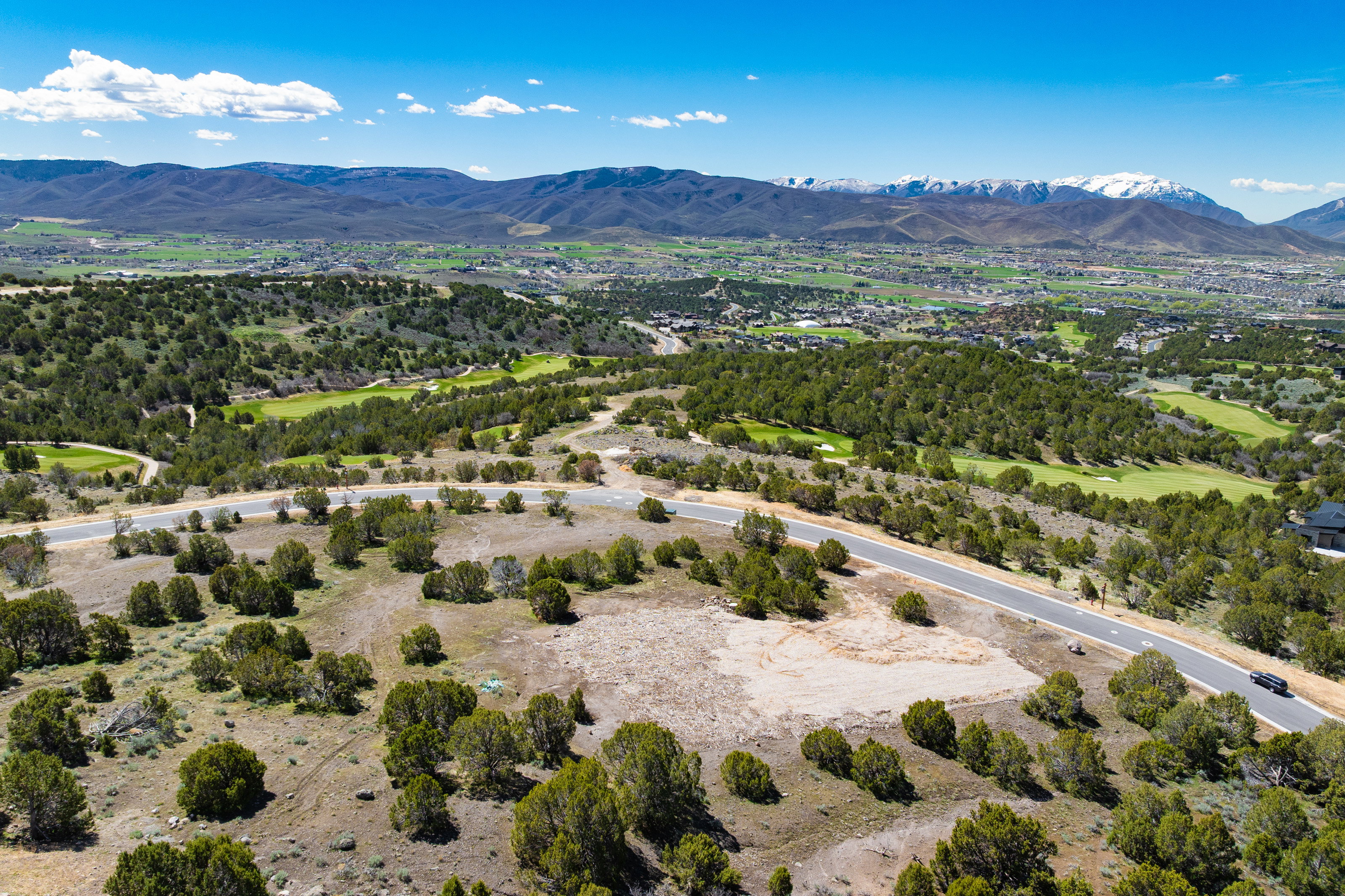 Aerial view of a mountain backdrop