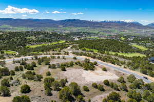 Aerial view of a mountain backdrop