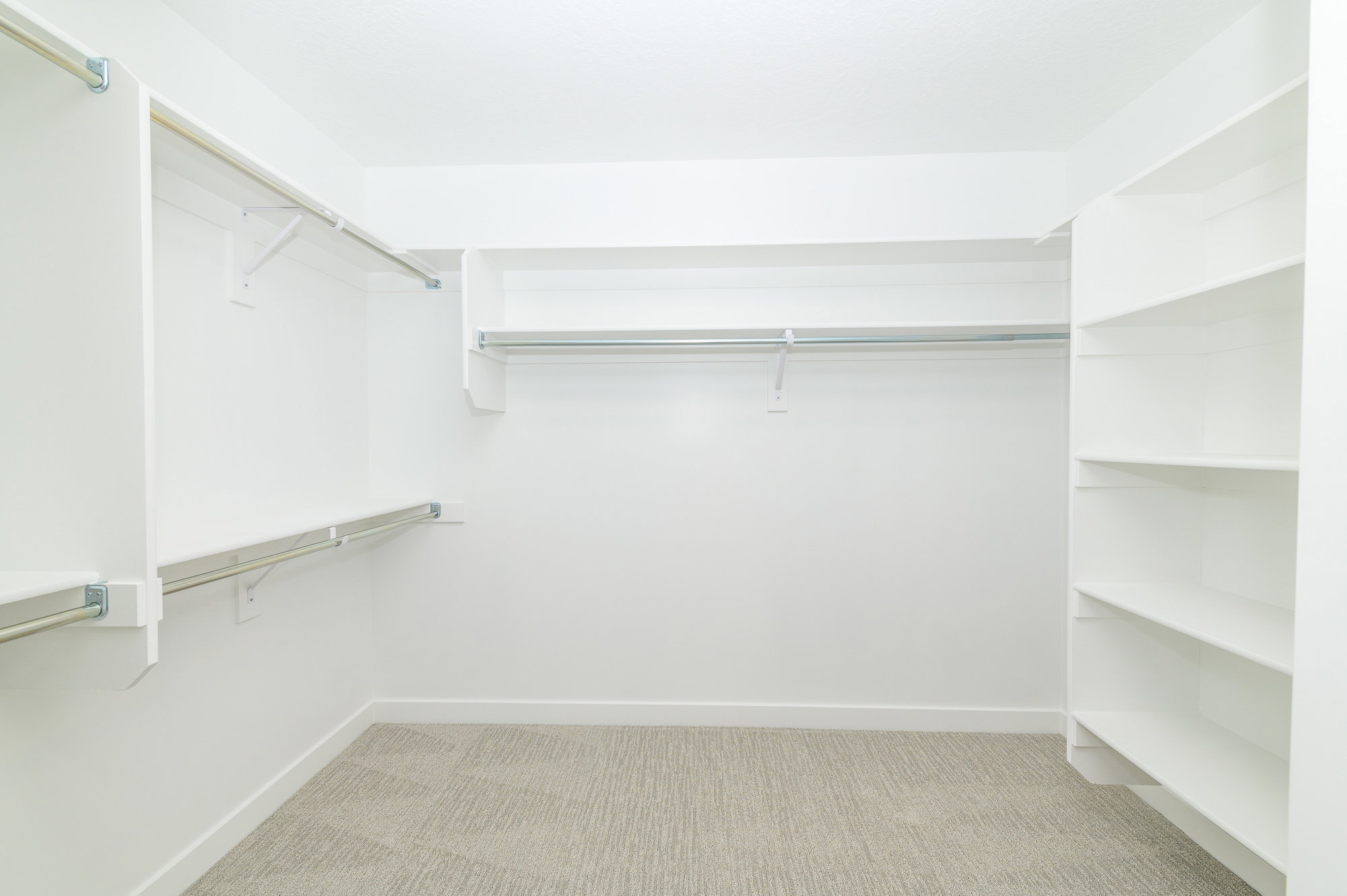 Walk in closet with light carpet