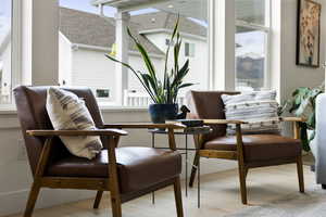 Living area featuring light wood finished floors