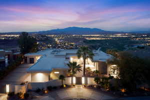 Aerial view at dusk of a mountain view