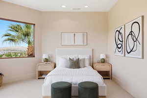 Bedroom featuring carpet and recessed lighting