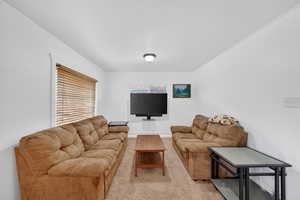 View of carpeted living area