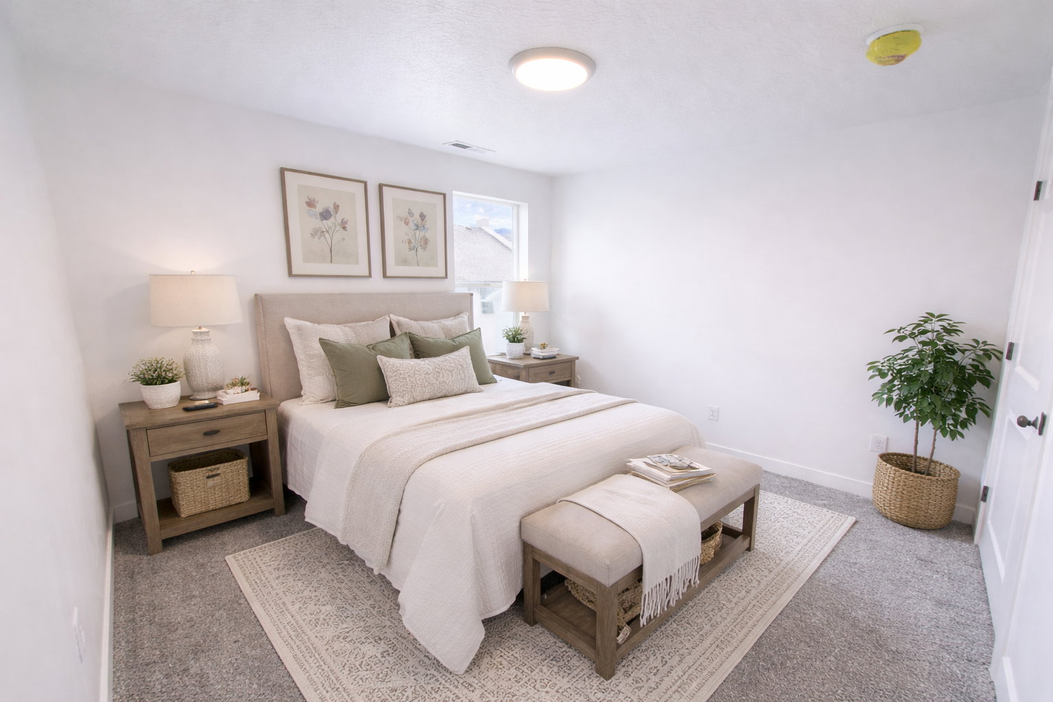 Bedroom featuring baseboards and light colored carpet