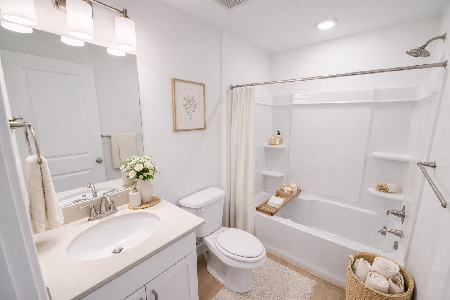Full bathroom with vanity and shower / bath combo