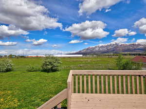 View of mountain background with rural landscape
