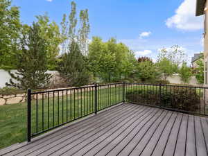 Wooden deck with a yard