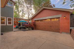 View of detached garage