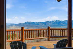 Wooden deck with a mountain view