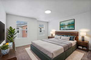 Bedroom featuring carpet floors