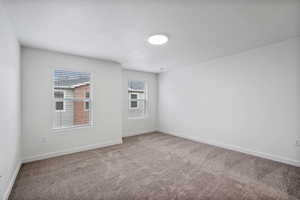 Unfurnished room featuring baseboards and carpet floors