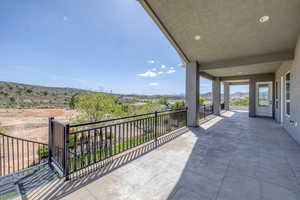 Balcony with a mountain view