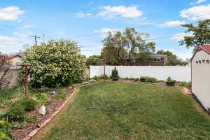 View of fenced backyard