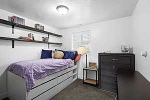 Charming daylight basement bedroom with built-in storage, cozy layout, and natural light—perfect for guests, kids, or a creative space.