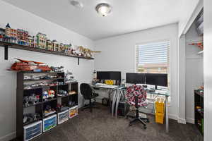 Versatile room perfect for a home office, bedroom, or hobby space, with great natural light and functional storage.