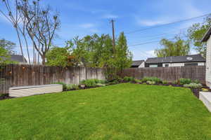 View of fenced backyard