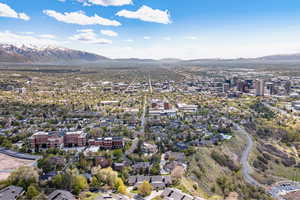 View of urban area with mountains