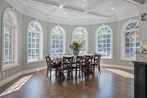 Kitchen breakfast nook inspires cheerful casual dining with so much natural light.