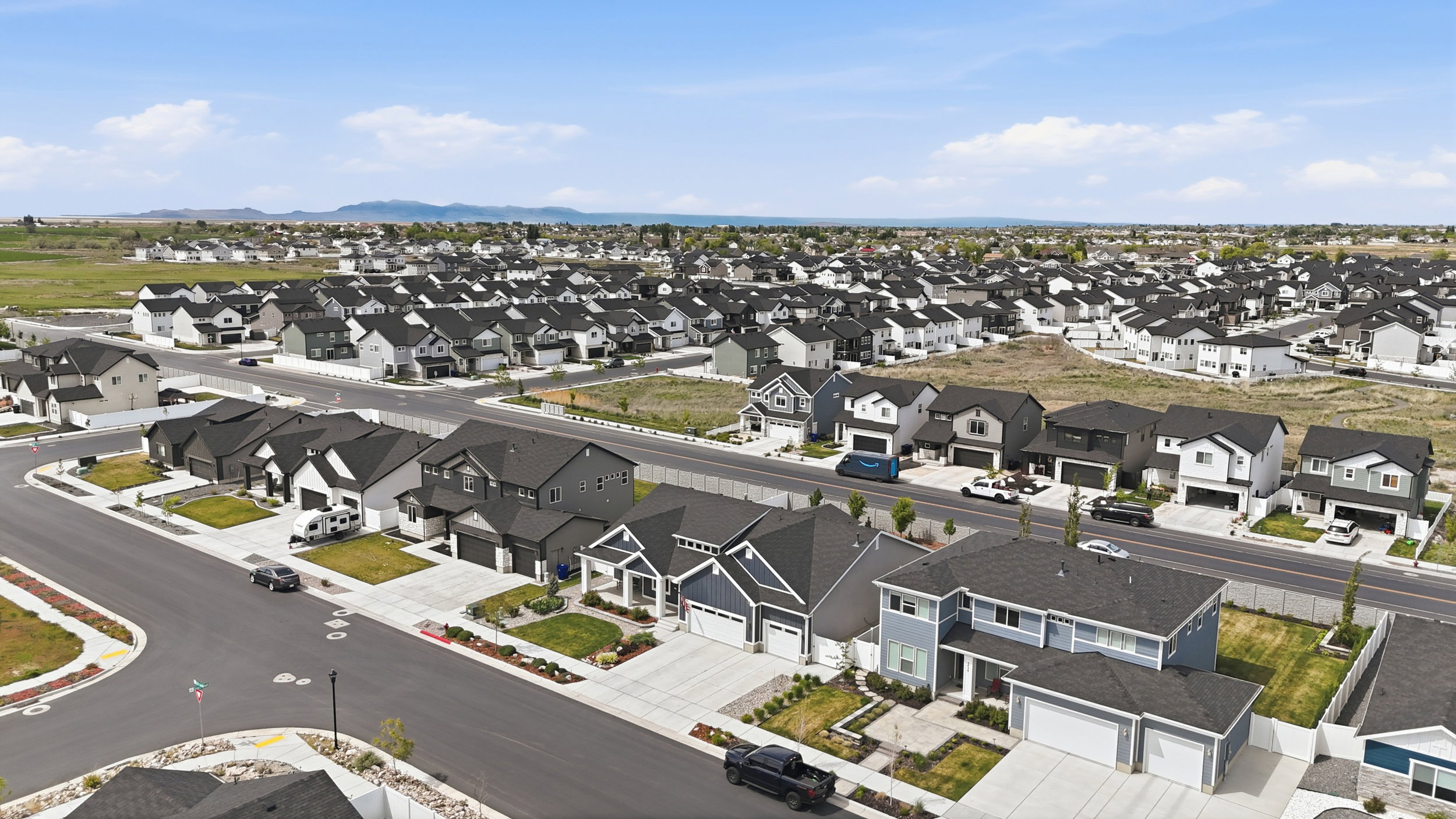 Aerial view of residential area