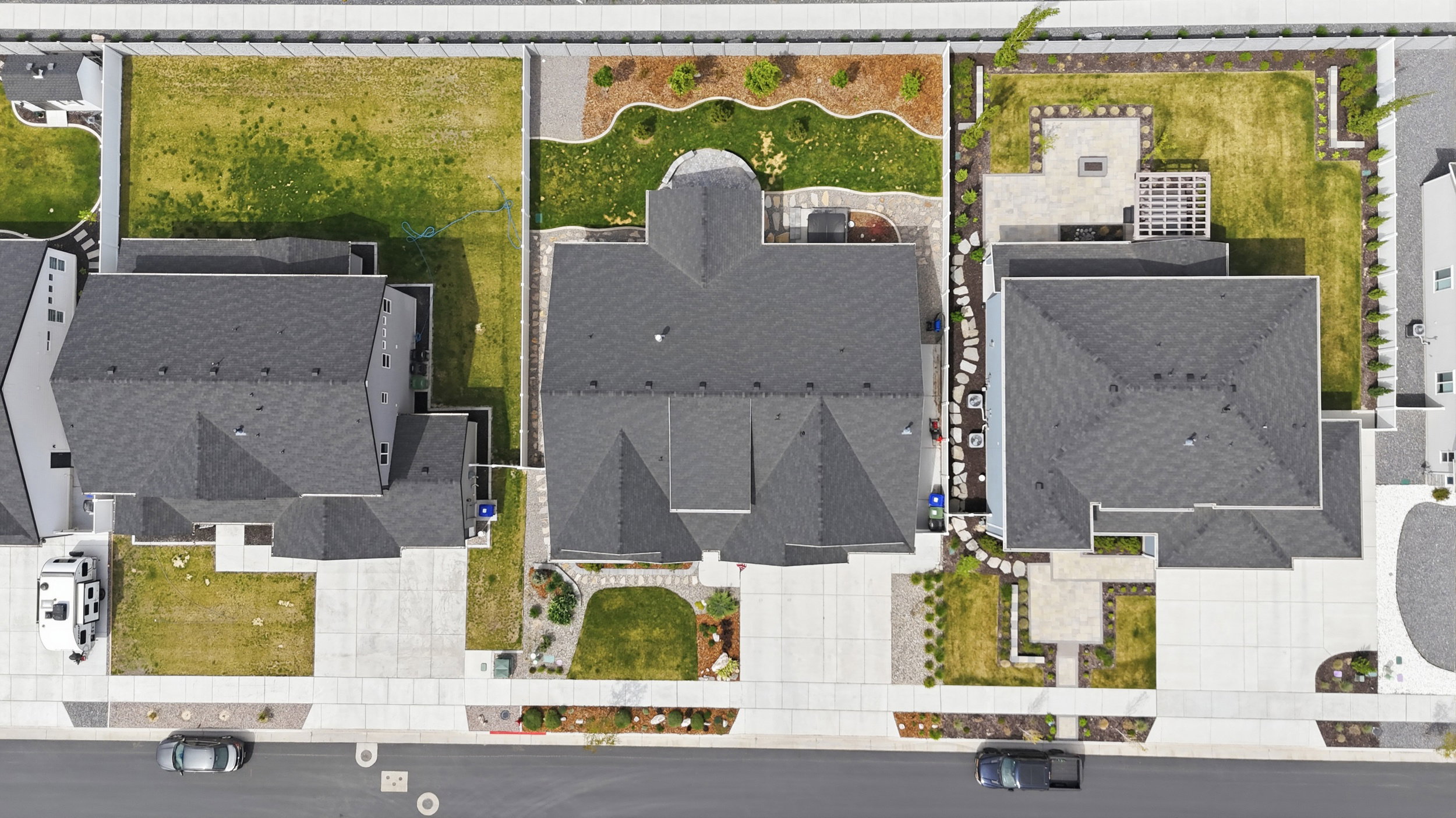 Aerial perspective of suburban area