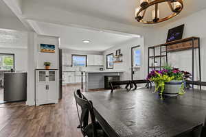 Dining space showing side exterior door