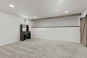 One of three rooms in the basement