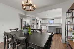 Dining room and kitchen area