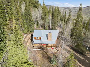 Aerial view of a mountainous background