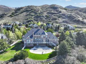 View from above of property featuring a mountain backdrop