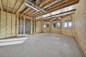 Basement room with concrete floors