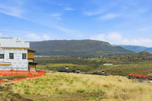 View of mountain background with rural landscape
