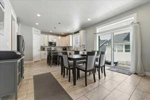 Dining room featuring recessed lighting