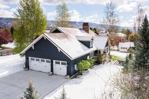 Aerial view of a mountain backdrop