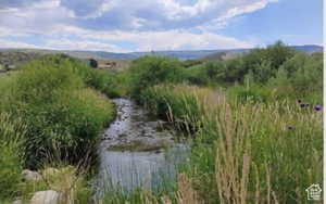 View of mountain backdrop with a large body of water