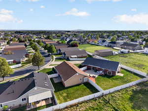 Aerial perspective of suburban area