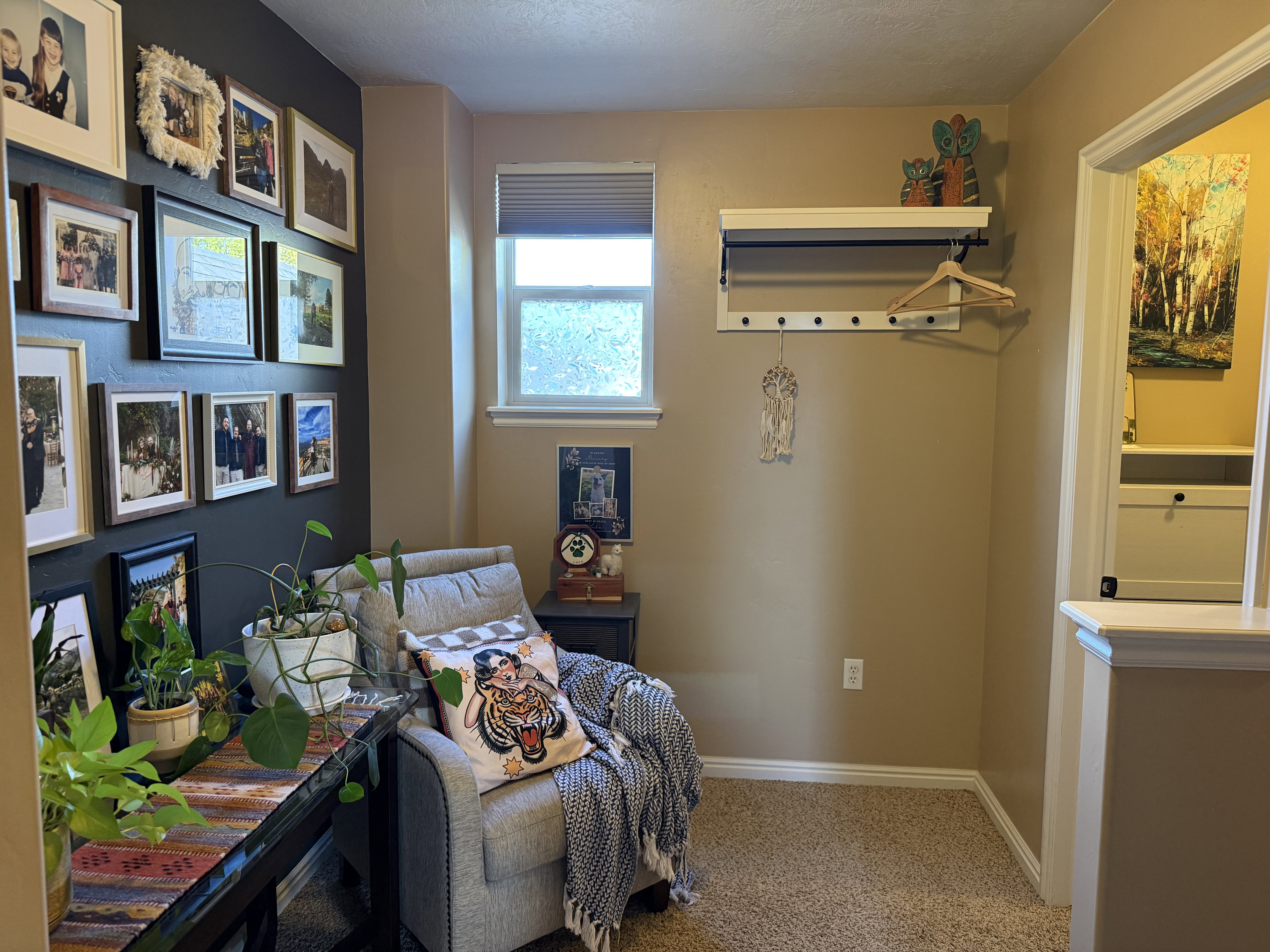 Loft featuring carpet floors and baseboards
