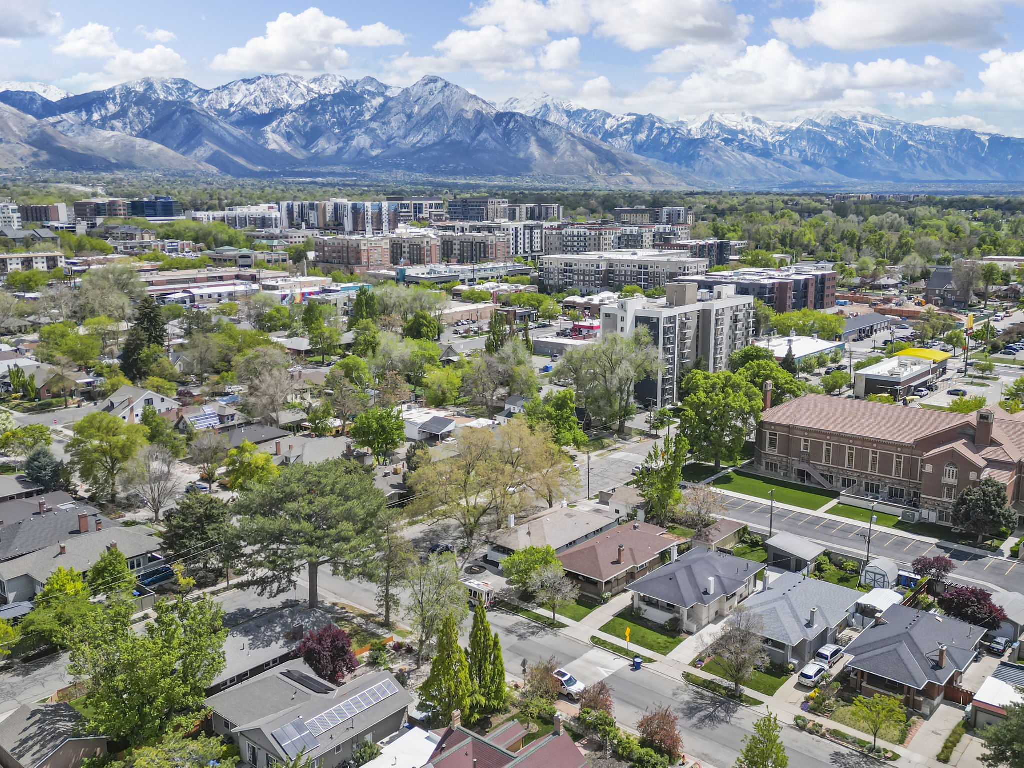 View of urban area with mountains