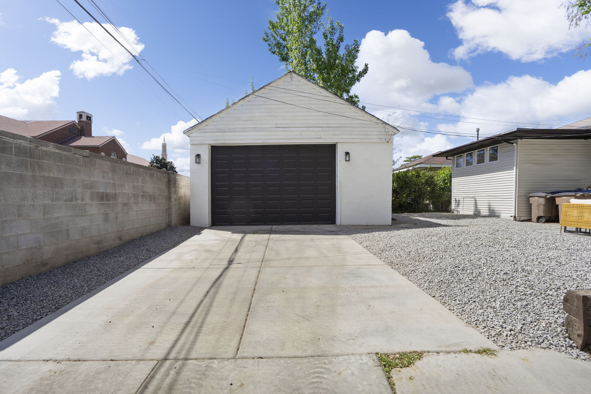 View of detached garage