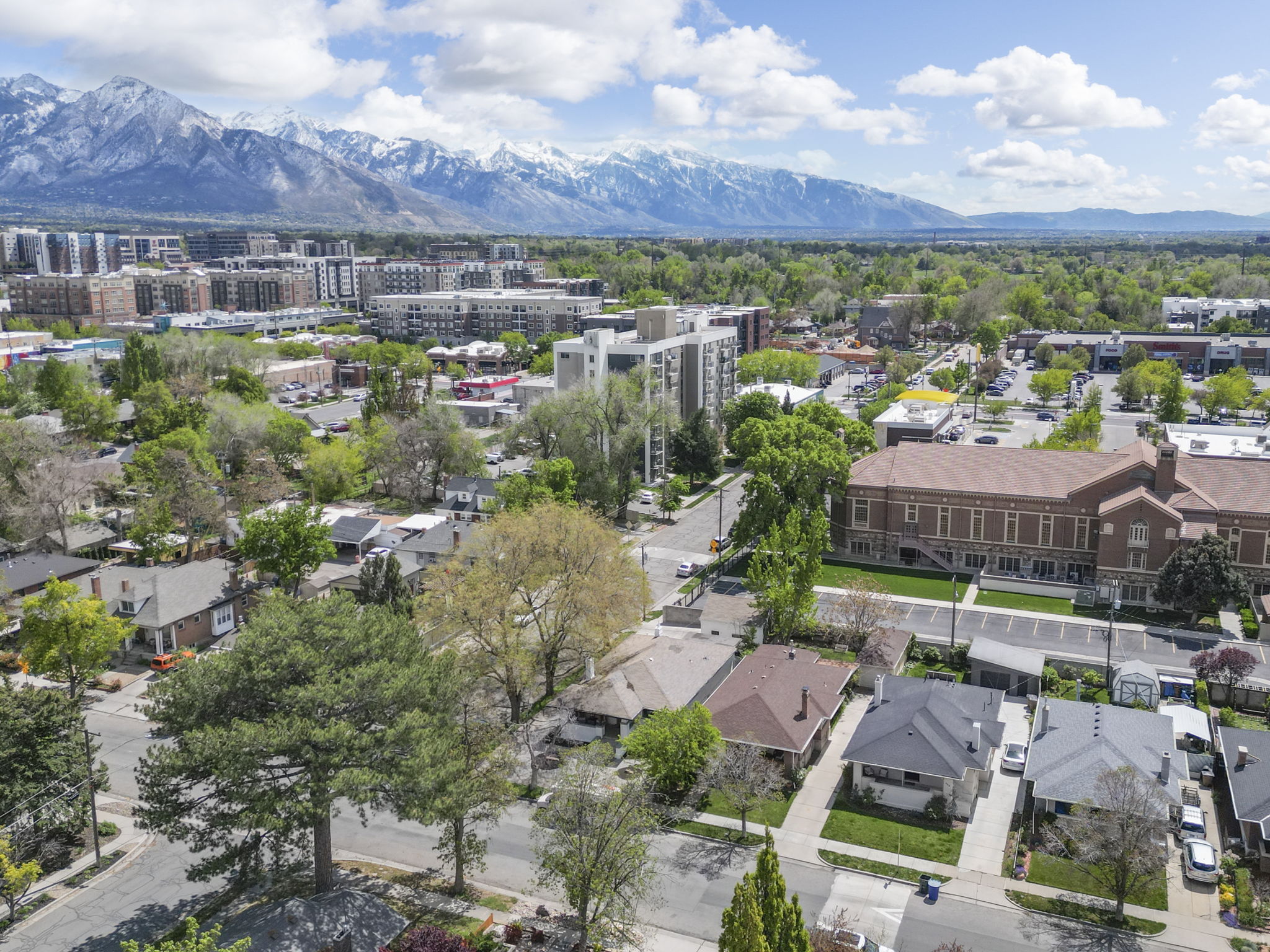 Aerial view of a mountainous background