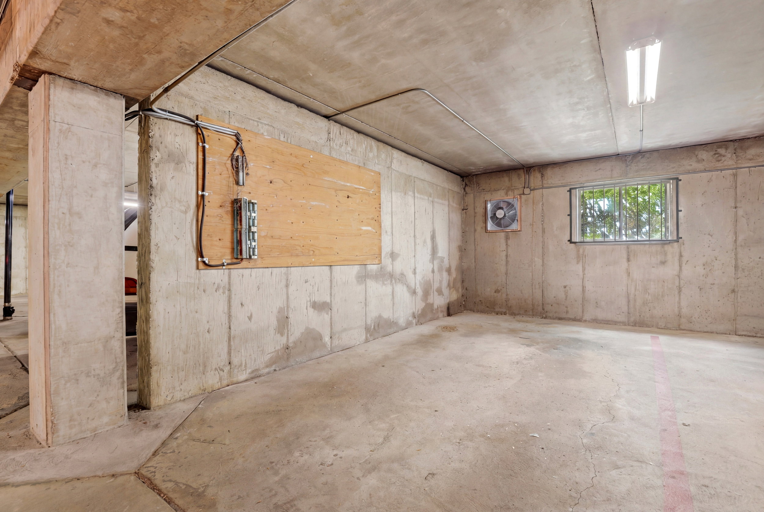 Basement with a garage