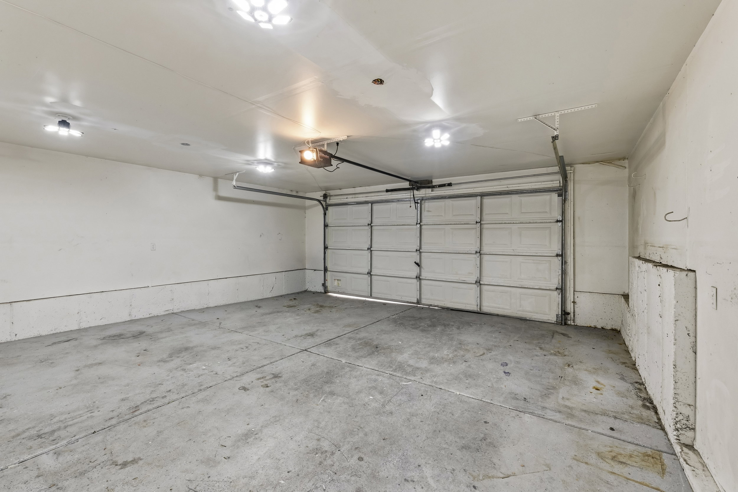 View of 2 car attached garage