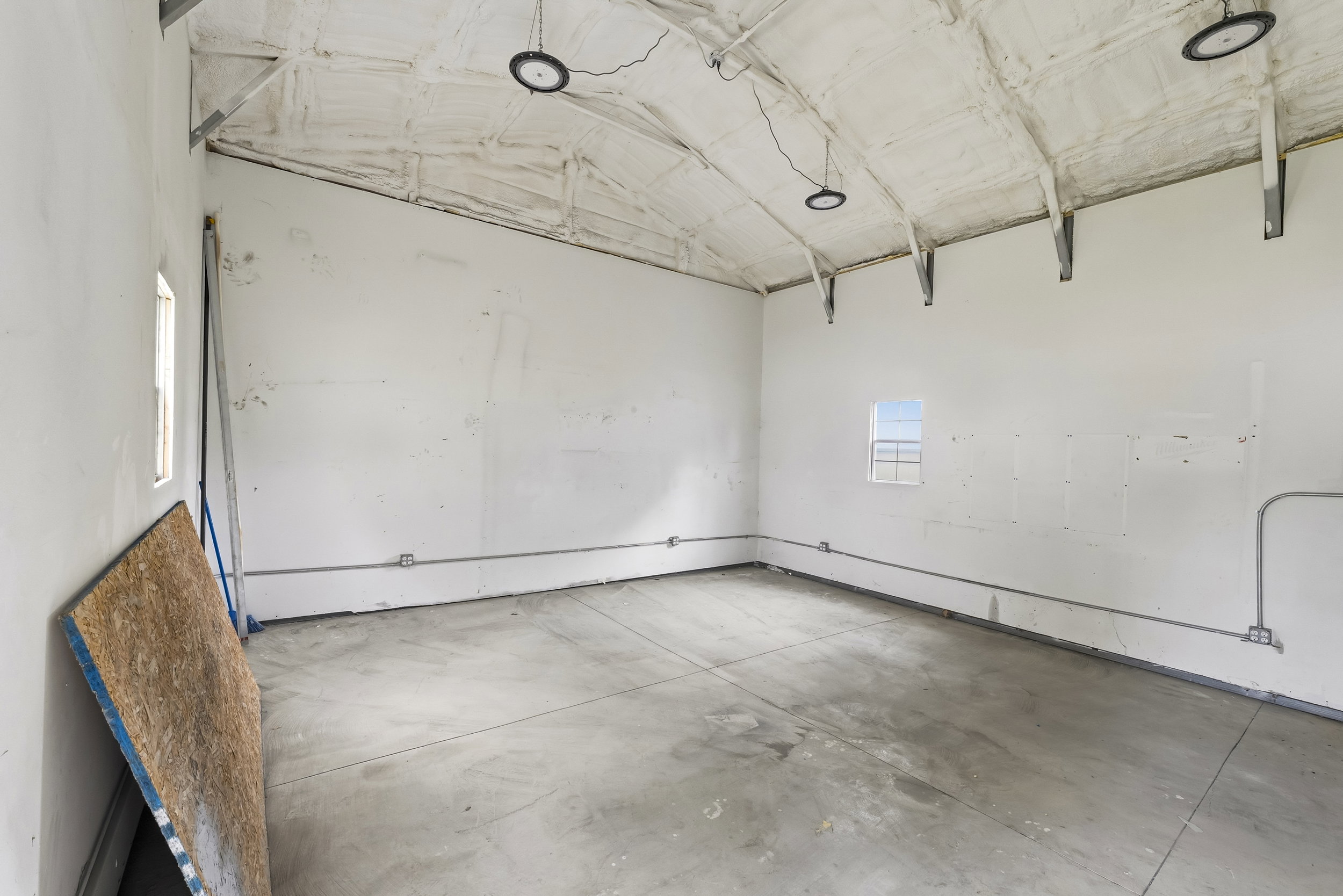 View of 20x24 shop with a 15 ft ceiling structure