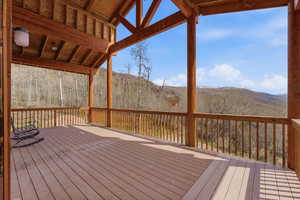 Wooden deck with a mountain view