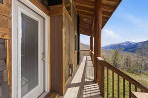 Balcony with a mountain view