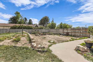 View of fenced backyard